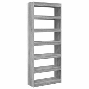 vidaXL Szafka na książki 6 poziomy 80 x 30 x 198 cm Szary Sonoma