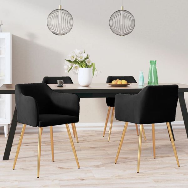 vidaXL Krzesła stołowe, 4 szt., czarne, obite aksamitem