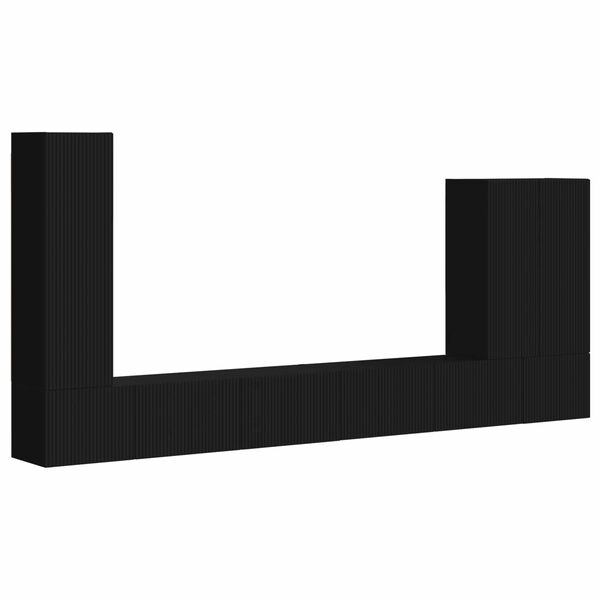 vidaXL Zestaw szafki pod telewizor na ścianę 6 pcs Czarny