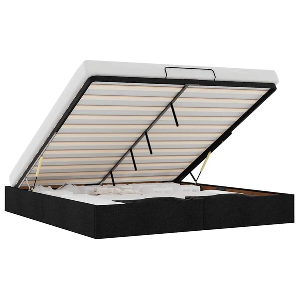 vidaXL Rama łóżka otomana bez materacem, czarna, 160x200 cm, tkanina