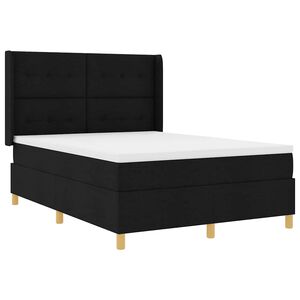 vidaXL Ł&oacute;żko sprężynowe z paskami LED Czarny 140 x 190 cm tkanina