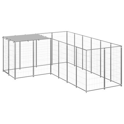 vidaXL Kojec dla psa, srebrny, 4,84 m², stalowy