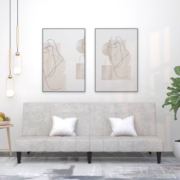 vidaXL 2-osobowa sofa rozkładana, jasnoszara, obita mikrofibrą