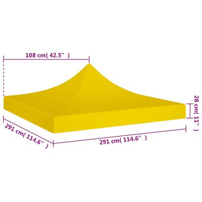 vidaXL Dach namiotu imprezowego, 3 x 3 m, żółty, 270 g/m²