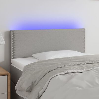 vidaXL Zagłówek do łóżka z LED, jasnoszary, 100x5x78/88 cm, tkanina
