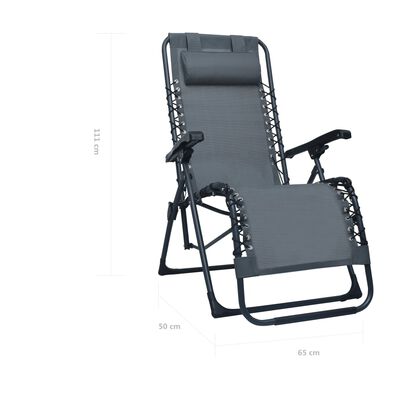 vidaXL Składane krzesło tarasowe, szare, textilene