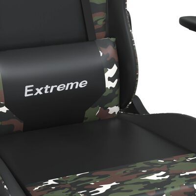 vidaXL Fotel dla gracza z podnóżkiem, czarny i moro, sztuczna skóra