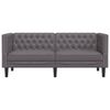 vidaXL Sofa Chesterfield, 2-os., szara, tapicerowana sztuczną skórą
