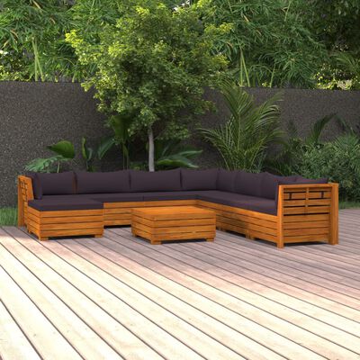vidaXL 9-cz. zestaw wypoczynkowy do ogrodu, z poduszkami, lita akacja