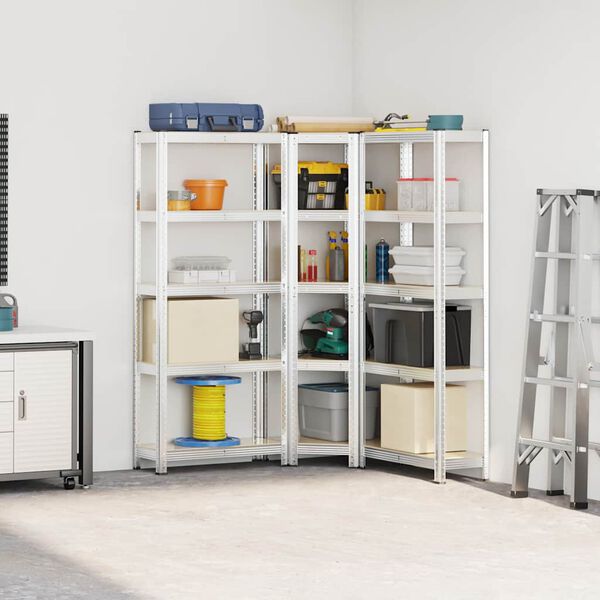 vidaXL 3-cz. zestaw p&oacute;łek z 5 p&oacute;łkami, srebrna