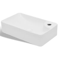 vidaXL Ceramiczna umywalka z otworem na kran, biała