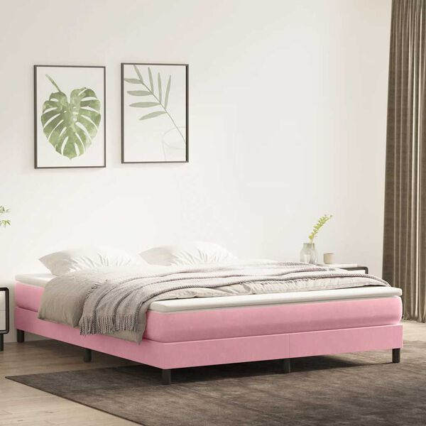 vidaXL Łóżko typu Box Spring bez materaca Różowe 180x210 cm Aksamit