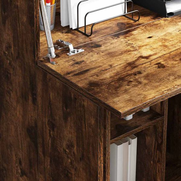 vidaXL Biurko z p&oacute;łką z drzwiami Dąb wędzony 71.5 x 31.5 x 106.5 cm