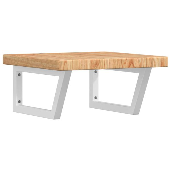 vidaXL P&oacute;łka ścienna pod umywalkę, stal i lite drewno dębowe