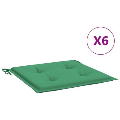 vidaXL Poduszki na krzesła ogrodowe, 6 szt., zielone, 50x50x3 cm