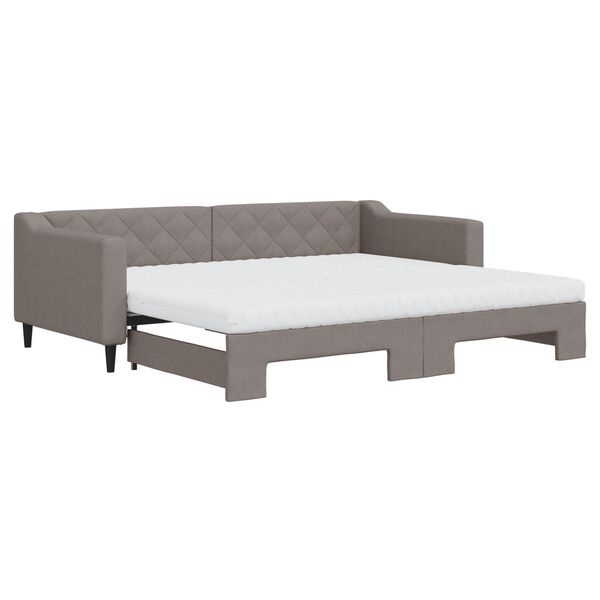 vidaXL Sofa rozsuwana z materacami, kolor taupe, 90x200 cm, tkanina