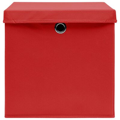 vidaXL Pudełka z pokrywami, 10 szt., czerwone, 32x32x32 cm, tkanina