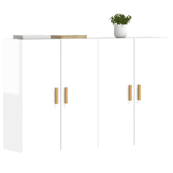 vidaXL Wiszące szafki 2 szt. białe z połyskiem materiał drewnopochodny