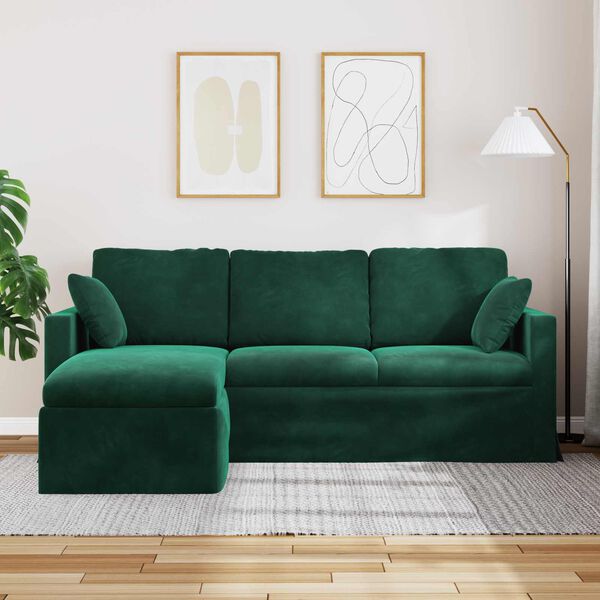 vidaXL Sofa Ciemna zieleń 198 x 134 x 80 cm Aksamit