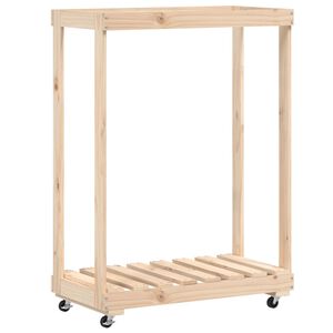 vidaXL Stojak na drewno, z k&oacute;łkami, 76,5x40x108 cm, drewno sosnowe