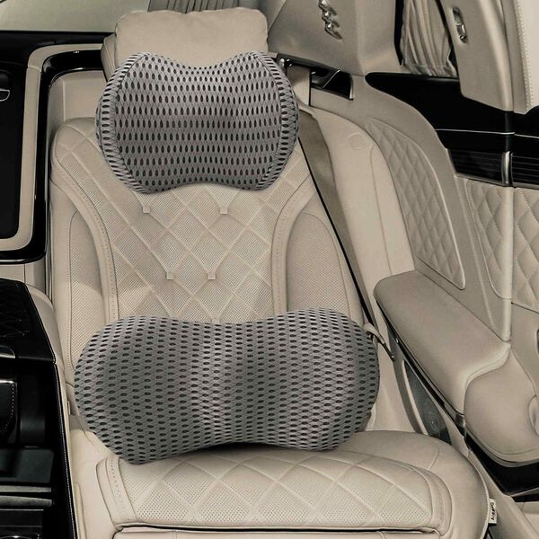 vidaXL Poduszka na szyję, Poduszka pod plecy Szary Pianka z pamięcią