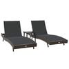 vidaXL Leżak 3 pcs Brązowy 197 x 70 x 82 cm polirattan