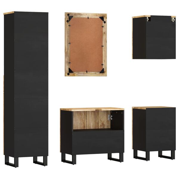 vidaXL 5-cz. zestaw mebli łazienkowych, lite drewno mango