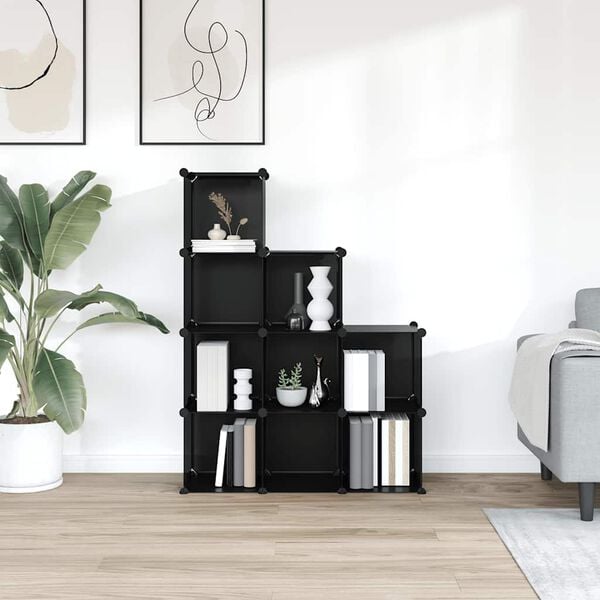 vidaXL Regał kostkowy z 9 przegrodami, czarny, PP