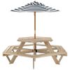 vidaXL St&oacute;ł piknikowy dla 6 dzieci, z parasolem, sześciokątny, jodłowy
