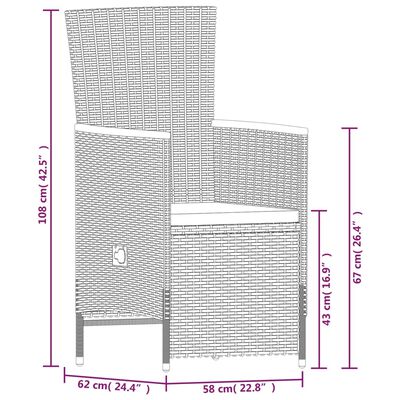 vidaXL 9-częściowy zestaw mebli ogrodowych z poduszkami, szary
