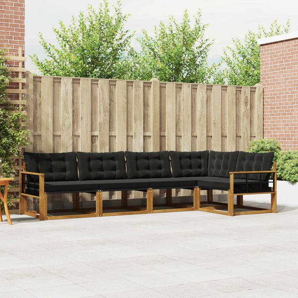 vidaXL Zestaw sof na zewnątrz z poduszką 5 pcs Naturalny i czarny