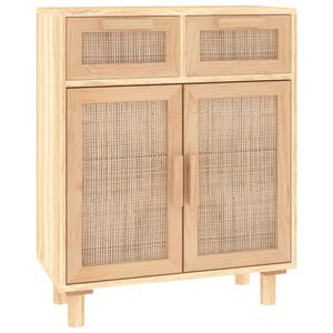 vidaXL Szafka, brązowa, 60x30x75 cm, lita sosna i naturalny rattan