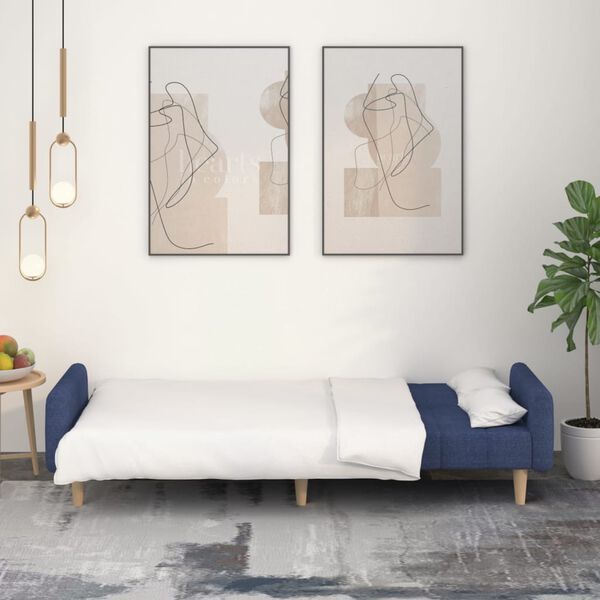 vidaXL 2-osobowa kanapa, niebieska, tapicerowana tkaniną