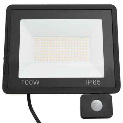 vidaXL Reflektor LED z czujnikiem, 100 W, ciepłe białe światło