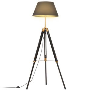 vidaXL Lampa podłogowa na tr&oacute;jnogu, czarno-złota, drewno, 141 cm