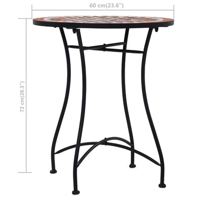 vidaXL Mozaikowy stolik bistro, brązowy, 60 cm, ceramiczny