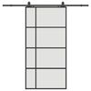vidaXL Drzwi przesuwne z zestawem okuć czarne 102,5x205 cm ESG szkło