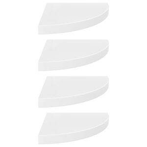 vidaXL Narożne p&oacute;łki ścienne, 4 szt., połysk, białe, 35x35x3,8 cm, MDF