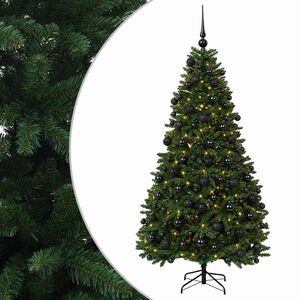vidaXL Sztuczna choinka, średniozielona, z bombkami 180 cm 300 LED