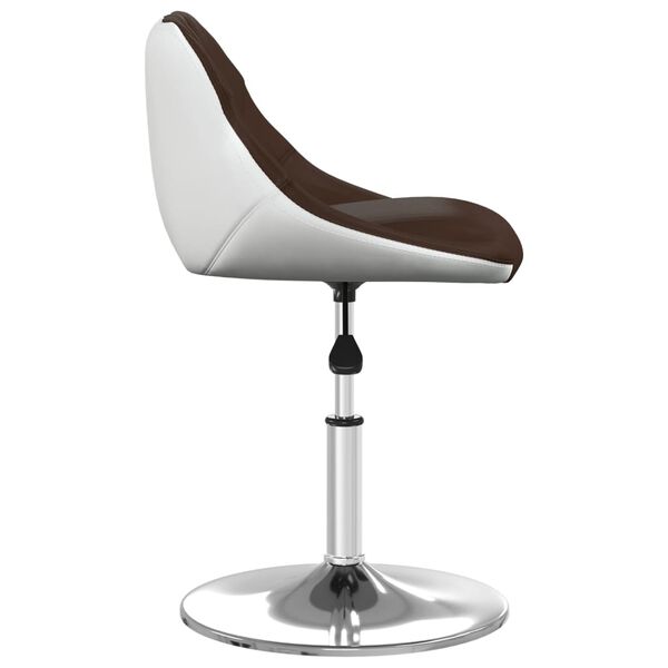 vidaXL Krzesło stołowe, brązowo-białe, obite sztuczną sk&oacute;rą