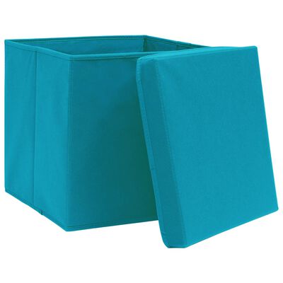 vidaXL Pudełka z pokrywami, 10 szt., 28x28x28 cm, błękitne
