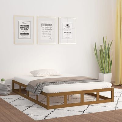 vidaXL Rama łóżka, miodowy brąz, 150x200 cm, lite drewno