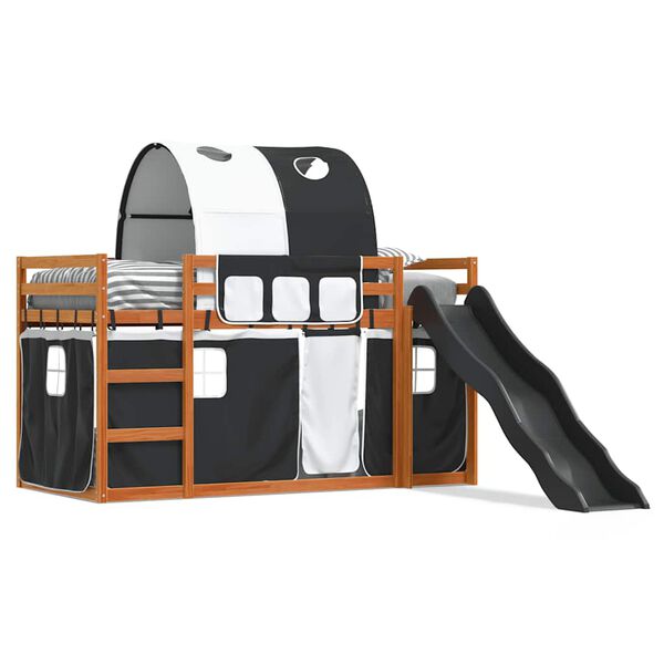 vidaXL Łóżko na antresoli, ze zjeżdżalnią i zasłonkami, 80x200 cm