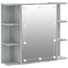vidaXL Szafka z lustrem i LED, szary dąb sonoma, 70x16,5x60 cm