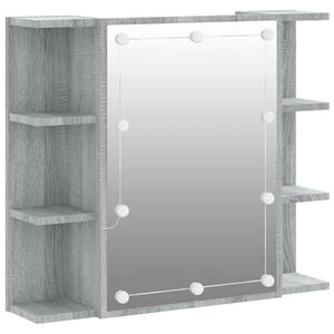vidaXL Szafka z lustrem i LED, szary dąb sonoma, 70x16,5x60 cm