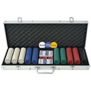 vidaXL Zestaw do pokera 500 żeton&oacute;w, aluminium