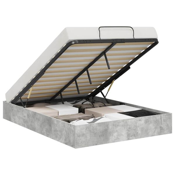 vidaXL Ł&oacute;żko otomanowe Betonowy Szary 150 x 200 cm Drewno inżynieryjne