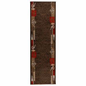 vidaXL Dywan Bieżnik FLORNES Tkany brązowy Liście 67 x 350 cm PP 7 mm