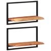 vidaXL P&oacute;łki ścienne, 2 szt., 60x25x35 cm, lite drewno akacjowe i stal