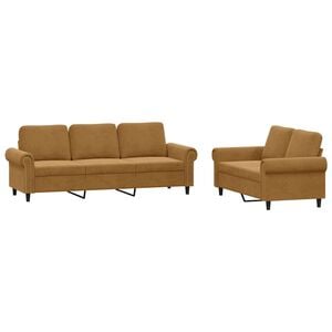 vidaXL 2-częściowy komplet wypoczynkowy, obity aksamitem, brązowy